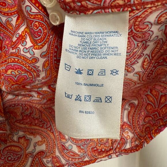 Lands' End Women's No-Iron Supima Cotton Paisley Button Front Top Size 10 - Picture 10 of 13